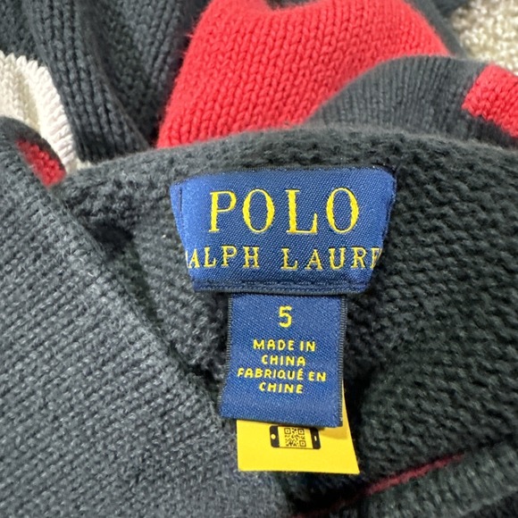 Polo Ralph Lauren Shawl Collar Sweater Spell out Kids Size 5 - Picture 7 of 12